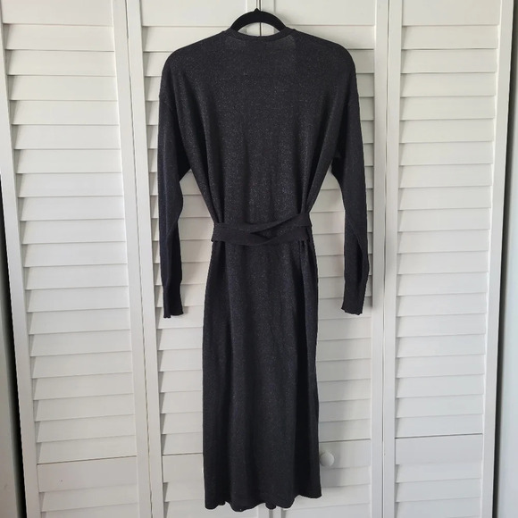 Lovers + Friends Azita Wrap Midi Dress Women M Minimalist Clubwear Goth Cocktail - Picture 10 of 13